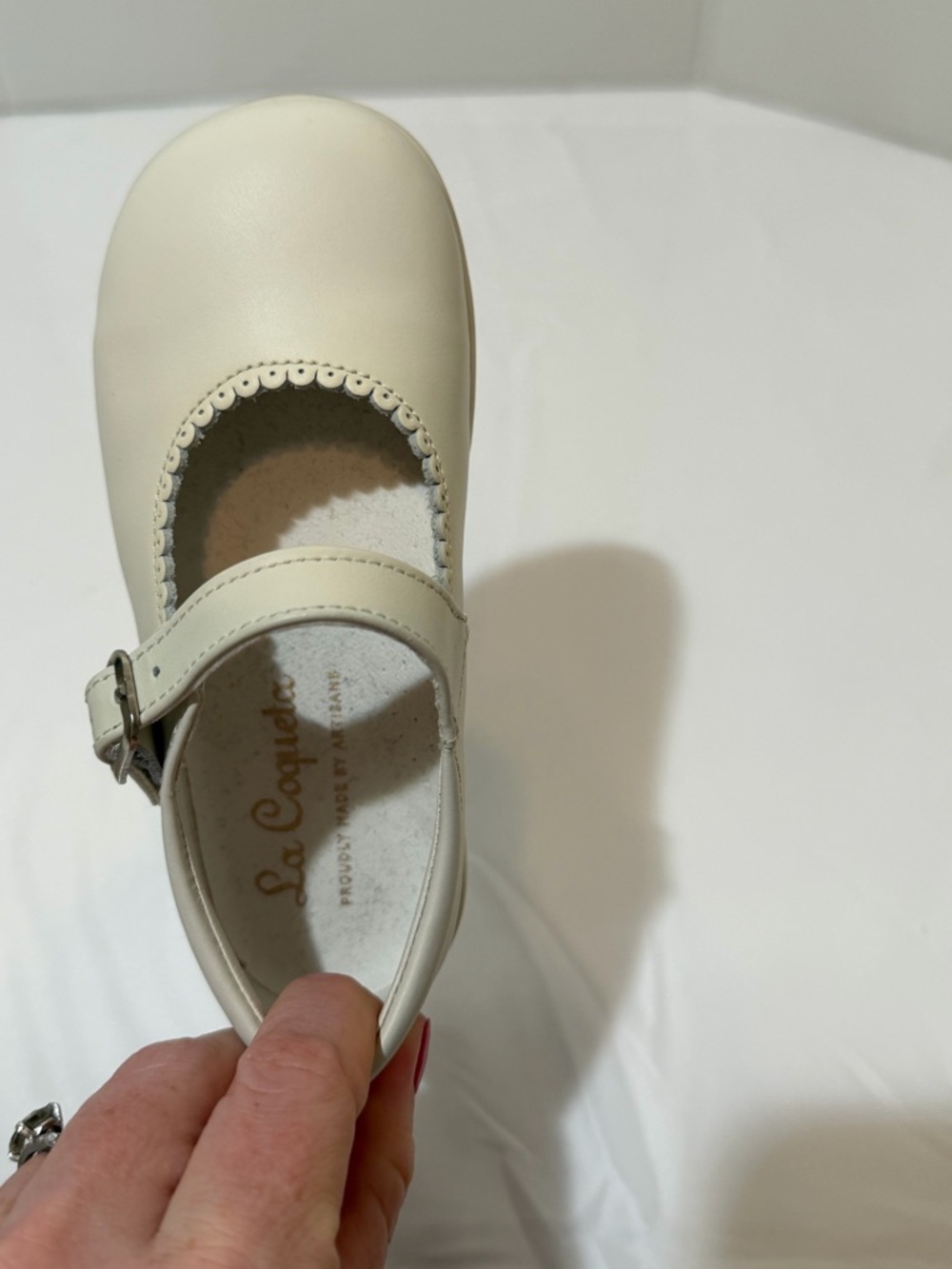 La Coqueta Ivory Nappa Leather Toddler Mary Jane Shoes Size 25 (9 US) - Picture 15 of 17